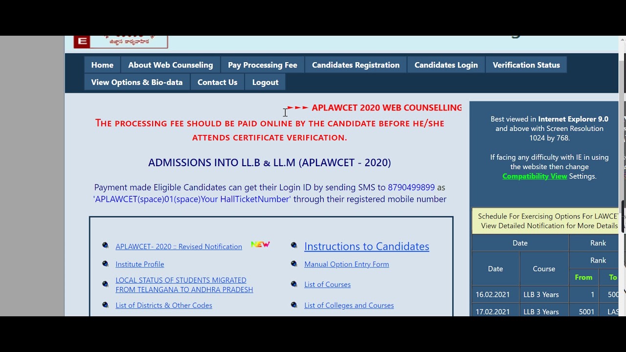 AP LAWCET 2020 Counseling (Started) - How to Register AP LAWCET 2020 Online Counseling Admission