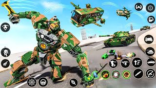 Army Robot Car Jet Tank Transformation Bus Game Fighter Tank in City New Car - Android Gameplay screenshot 5