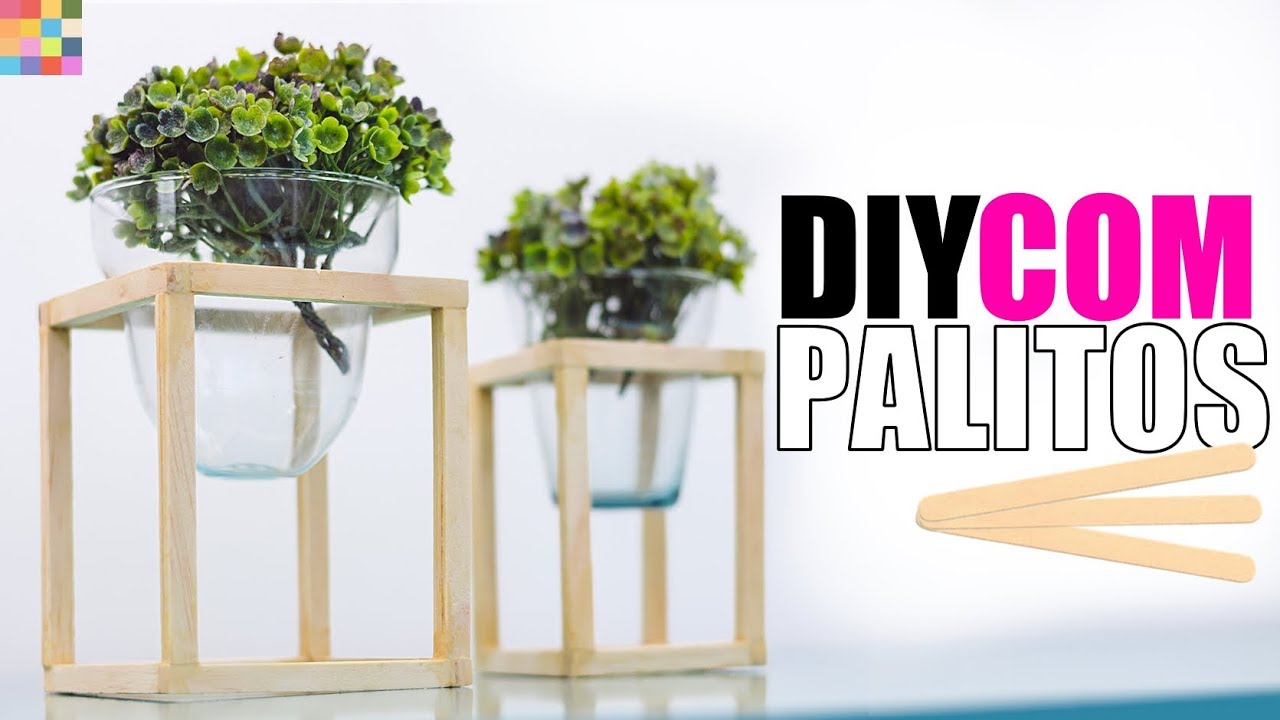 DIY - COMO DECORAR GASTANDO POUCO 🏠 Vaso com palito de picolé