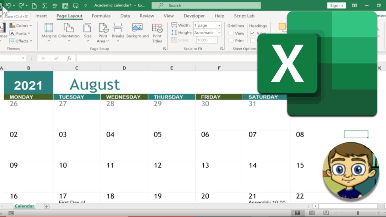 creating-a-calendar-in-excel-youtube