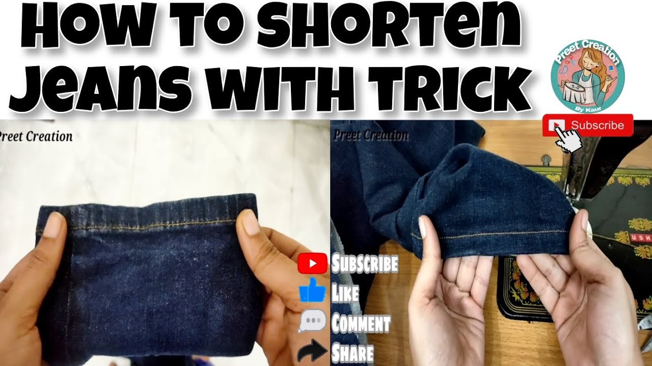 How to shorten jeans length with trick.. youtube trending explore 