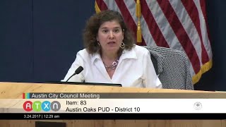 Council member calls out colleagues, says Austin Oaks vote a giveaway to developer.