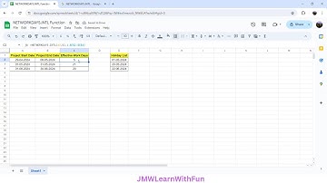 NETWORKDAYS.INTL function in Google Sheets