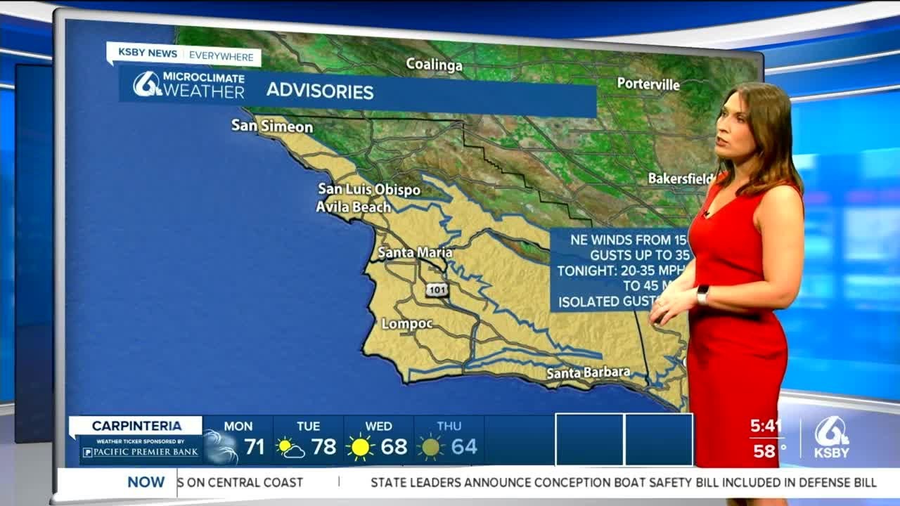 Wind Advisory, Red Flag Warning in place for the Central Coast - YouTube