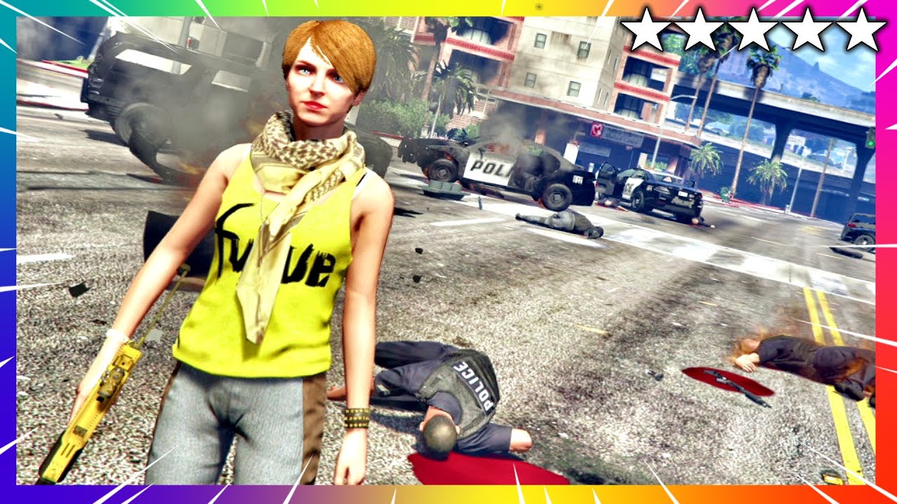 GTA 5 FIVE STAR COP BATTLE at Los Santos + Police Chase - Police ...