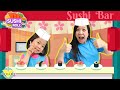 We make yummy sushi rolls lets play sushi shop with chef kate and chef mommy