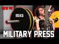 115 kg military press, nuovo PR