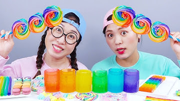 Món tráng miệng kẹo dẻo cầu vồng Mukbang DONA