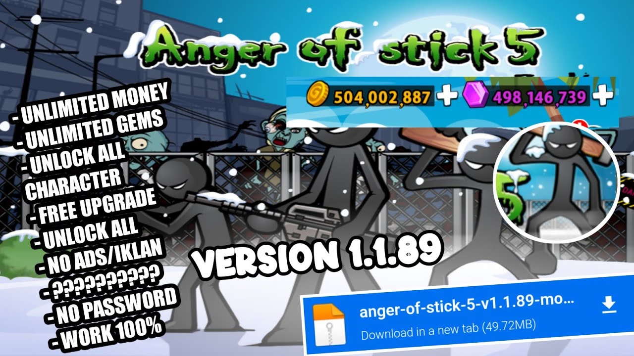 NEW UPDATE!! ANGER OF STICK 5 MOD APK V1.1.89 UNLIMITED MONEY - YouTube