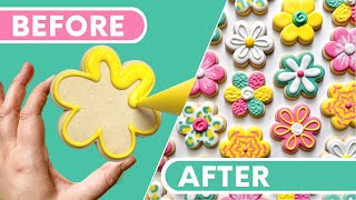 9 Fun Flower Cookies Using 1 Shape AND 1 Consistency!