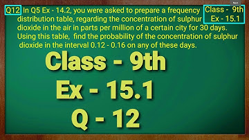 Class - 9th, Ex - 15.1 Q12 (Probability) Maths NCERT CBS