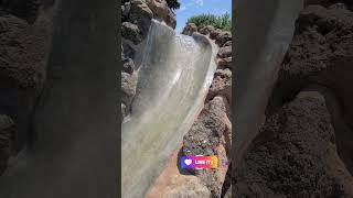 Grotto with Slide #pool #waterfall #waterfeature #diy #custompools #spa #concrete #beautifulpools