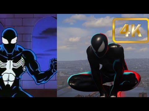 Spider-man 2 ps5 4K 60 FPS spiderman animated series classic black suit ...