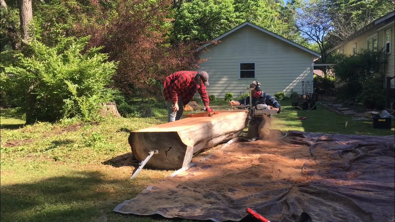 CHAINSAW MILLING TIME LAPSE of HUGE PECAN LOG YouTube
