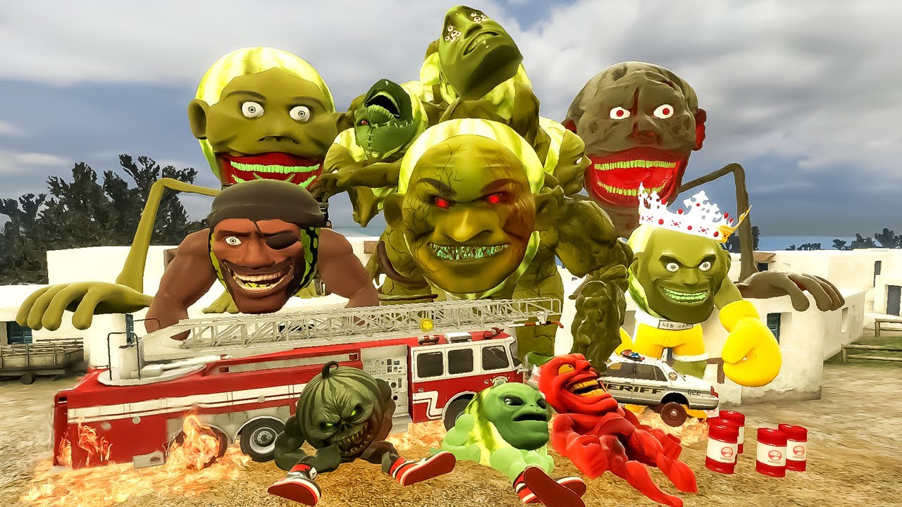 All Lin Gang Melon Mega Boss Carrier Monster Tapes Eater Army Attack Me Coastal City in Garrys' Mod