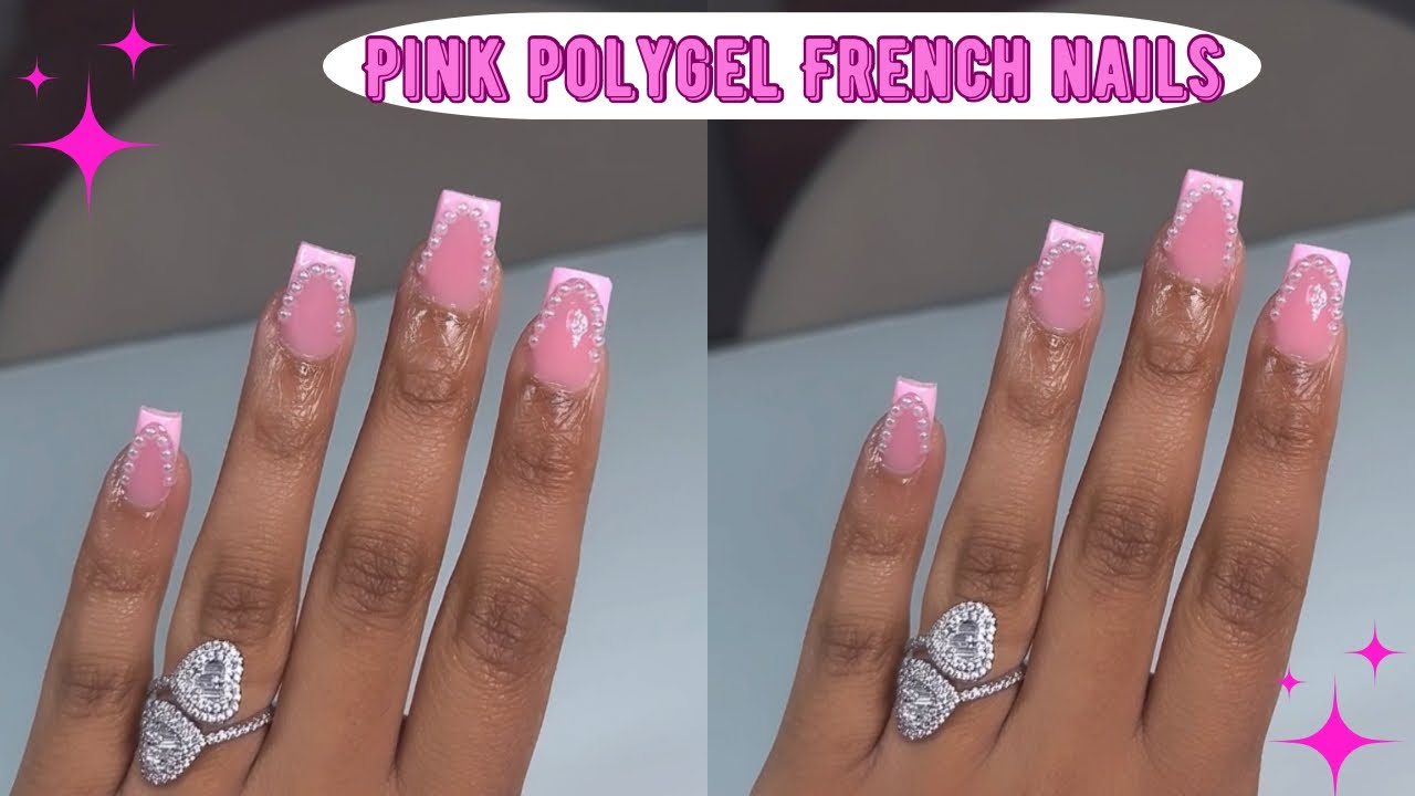 $12 POLYGEL NAILS 😱| AMAZON HAUL/REVIEW | PINK FRENCH WITH PEARL OUTLINE