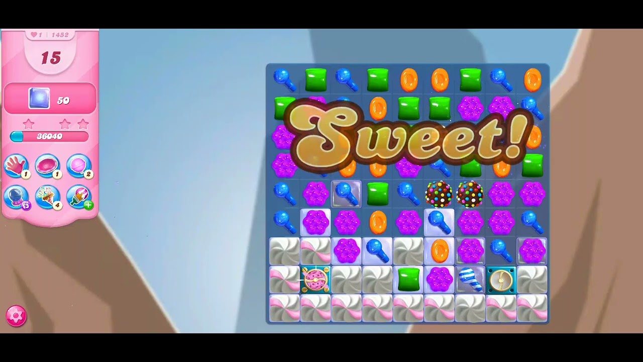 Candy Crush Saga Level 1452 No Booster - YouTube