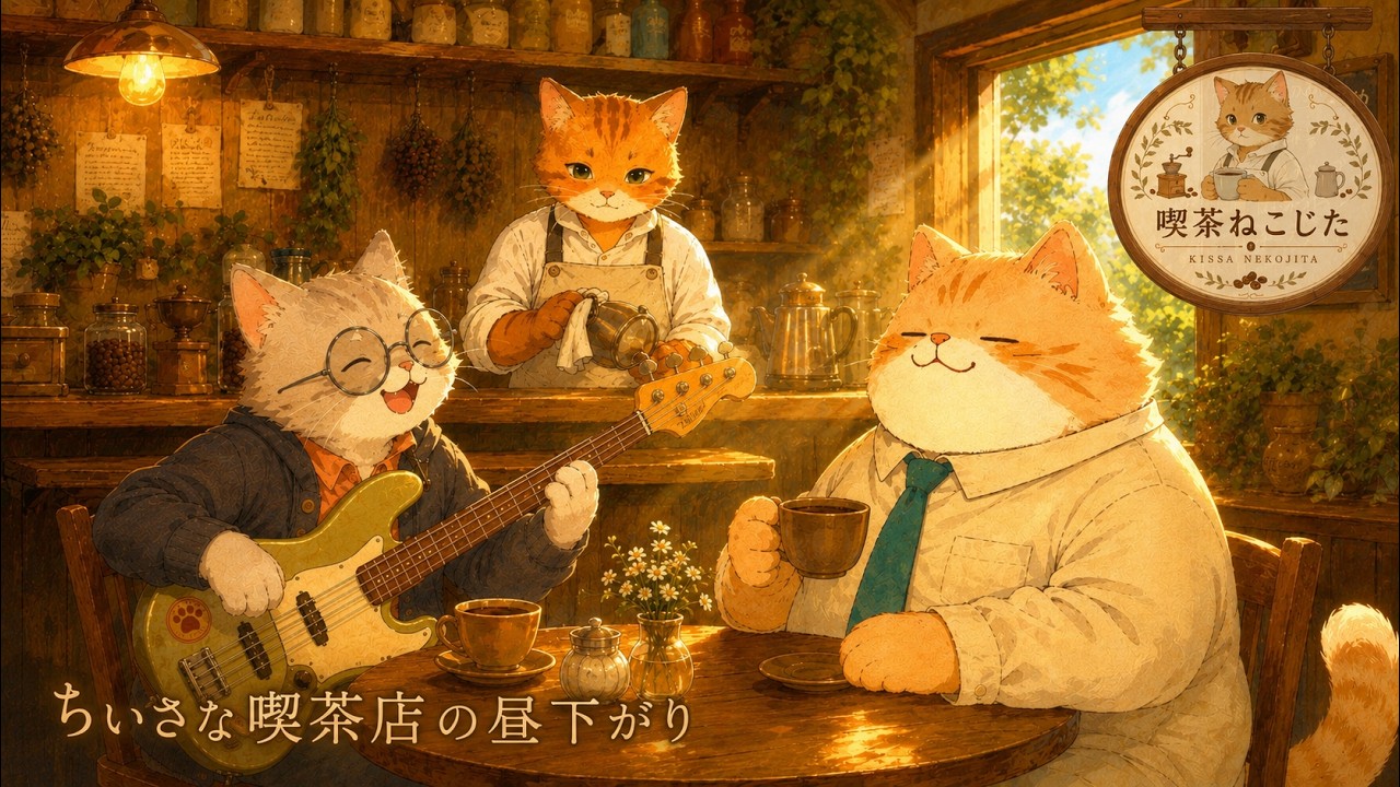 【カフェジャズBGM】珈琲でほっと一息しませんか？　喫茶ねこじたで過ごす昼下がり【ねこのまち】