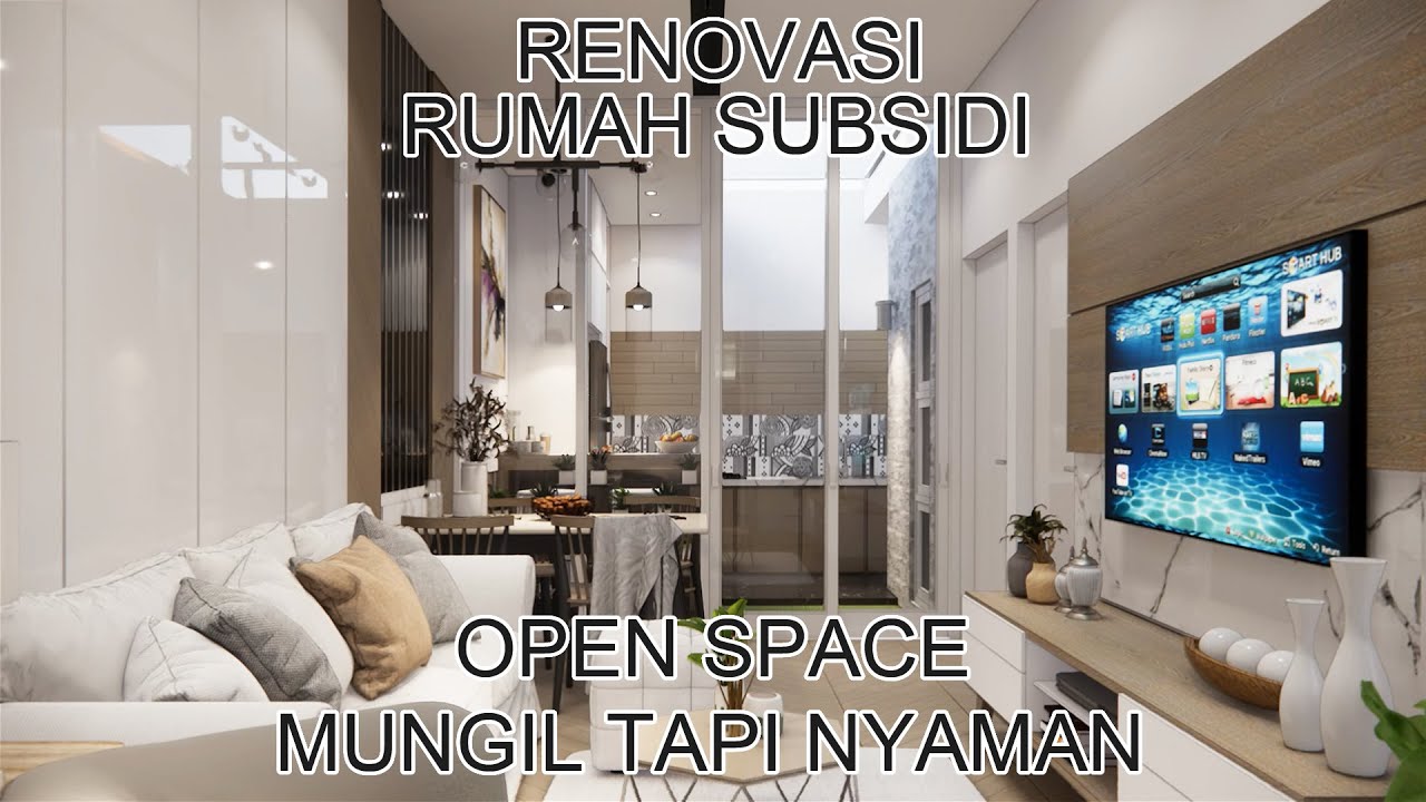 Renovasi rumah subsidi lahan 6x12 m jadi konsep open space + dapur semi outdoor dan minibar