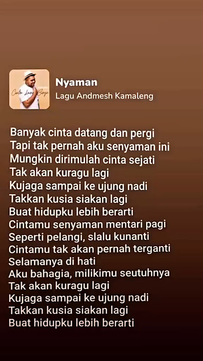 Lirik Lagu Nyaman - Andmesh Kamaleng