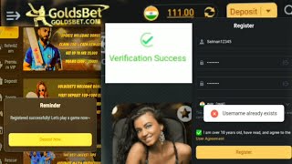 How to sign up on Goldsbet app | Goldsbet app live withdrawal | Goldsbet username already exists