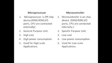 Microprocessor and Microcontroller  difference