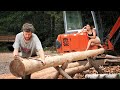 Peeling another 40 logs  log cabin building s4 ep15