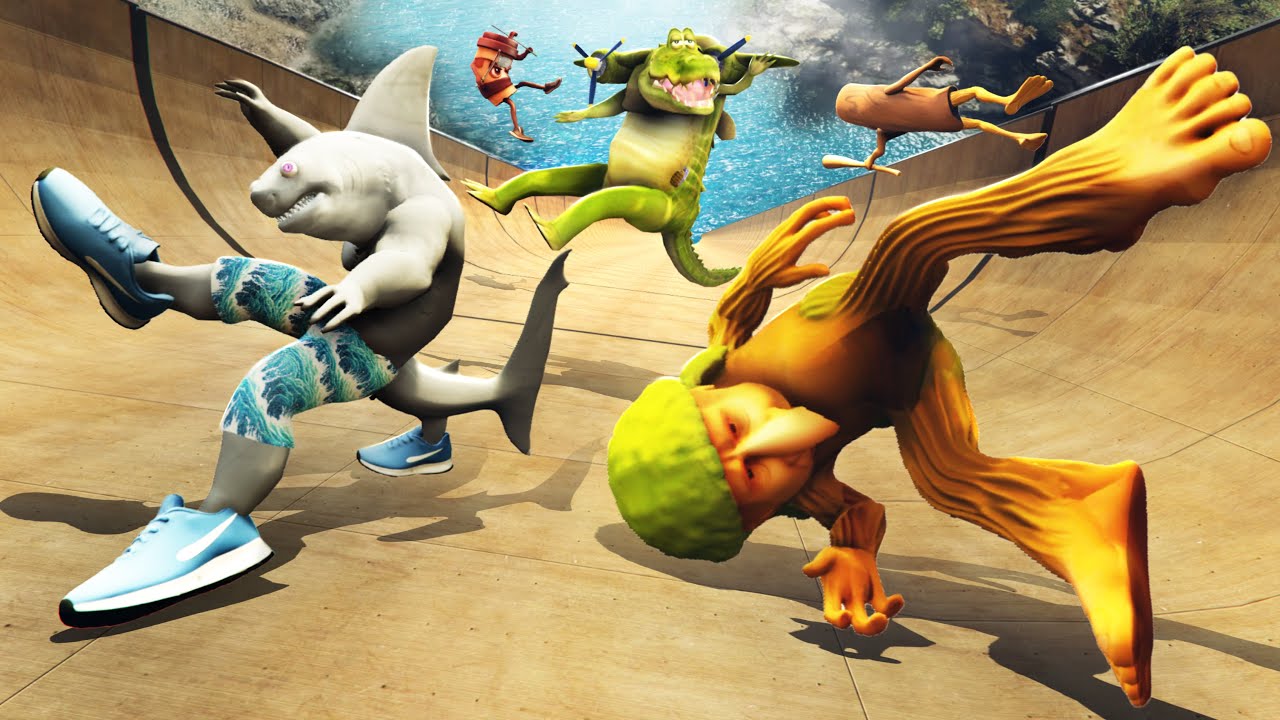 Italian Brainrot Meme Group Ragdolls and Jumping in GTA 5