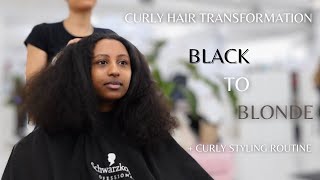 DRIVING 5 HOURS TO SEE A HAIRSTYLIST😱 | BLACK TO BLONDE CURLY HAIR TRANSFORMATION