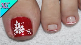 Diseno De Unas Para Pies Flor Para Principiantes Muy Facil Flowers Nail Art Nlc Youtube