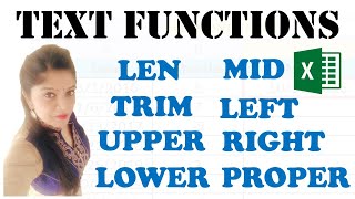 Text Functions in Excel in Hindi | LEN | TRIM | UPPER | LOWER | MID | LEFT | RIGHT | PROPER