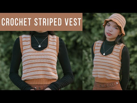 Easy Crochet Striped Vest Tutorial | Chenda DIY - YouTube