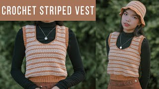 Easy Crochet Striped Vest Tutorial | Chenda DIY - YouTube