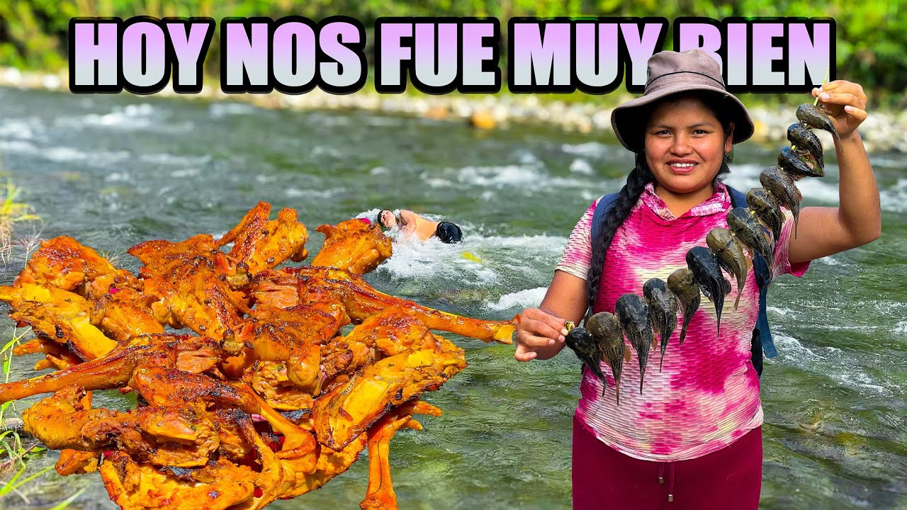 Hoy prepare un rico asado para nuestro almuerzo y salimos de pezca en este hermoso rio - NATHALIA