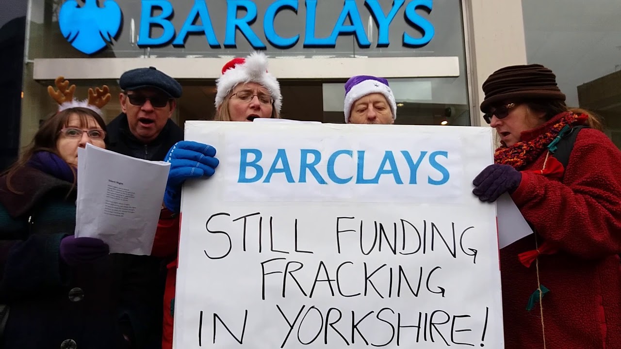 Anti fracking Christmas carol! Barclays - stop funding fracking.