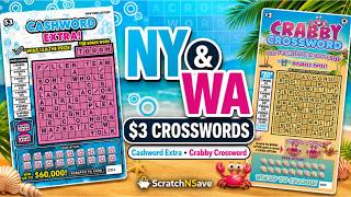 NY & WA $3 Crossword Scratch-Offs: Cashword Extra vs Crabby