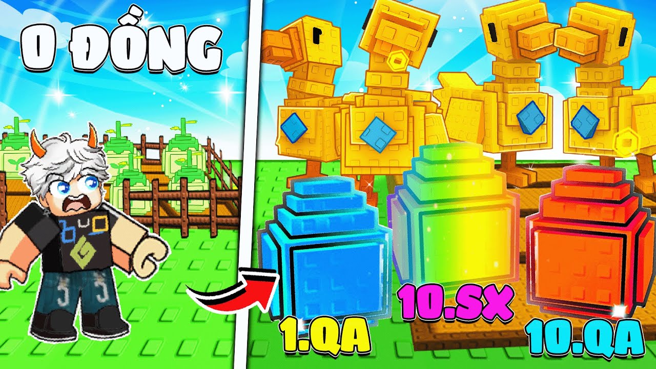 FOXP HANH TRÌNH 1000H VỚI ĐỘI HÌNH VỊT VÀNG TỪ 0 ĐỒNG ĐẾN 10 TRIỆU QI TIỀN TRONG GROW A GRADEN