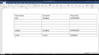 How to create a table in Word