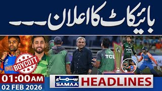 World Cup 2026 | PCB Boycotts |  Pakistan–India Clash | 01 AM News Headlines | 2 FEB 26 | Samaa TV