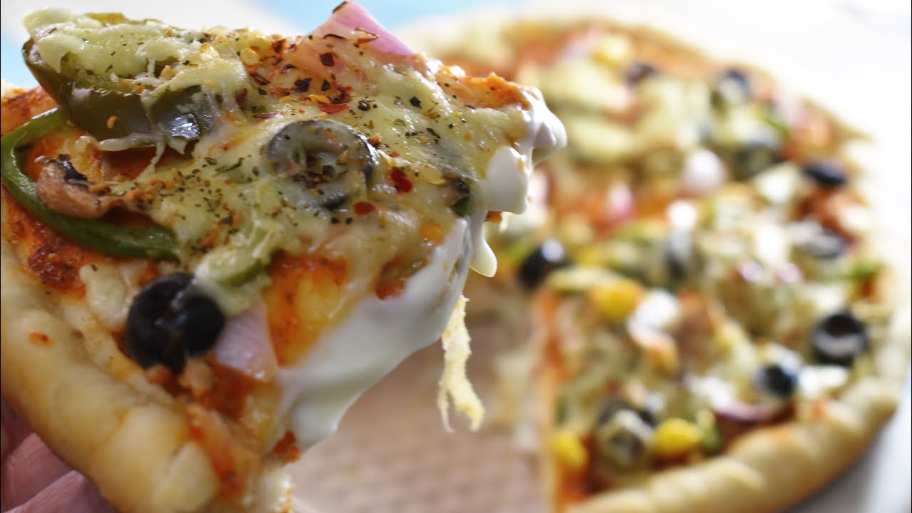 Making Best EXTRA CHEESY VEG PIZZA • How to make CHEESE SPREAD at home, No Oven, in Kadai