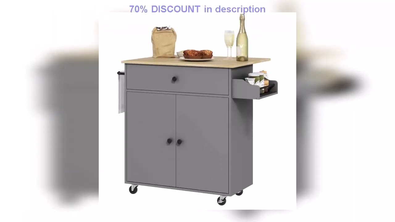A must-have product! Homcom Kitchen Island with Wheels Folding Wing 106X42X87 cm