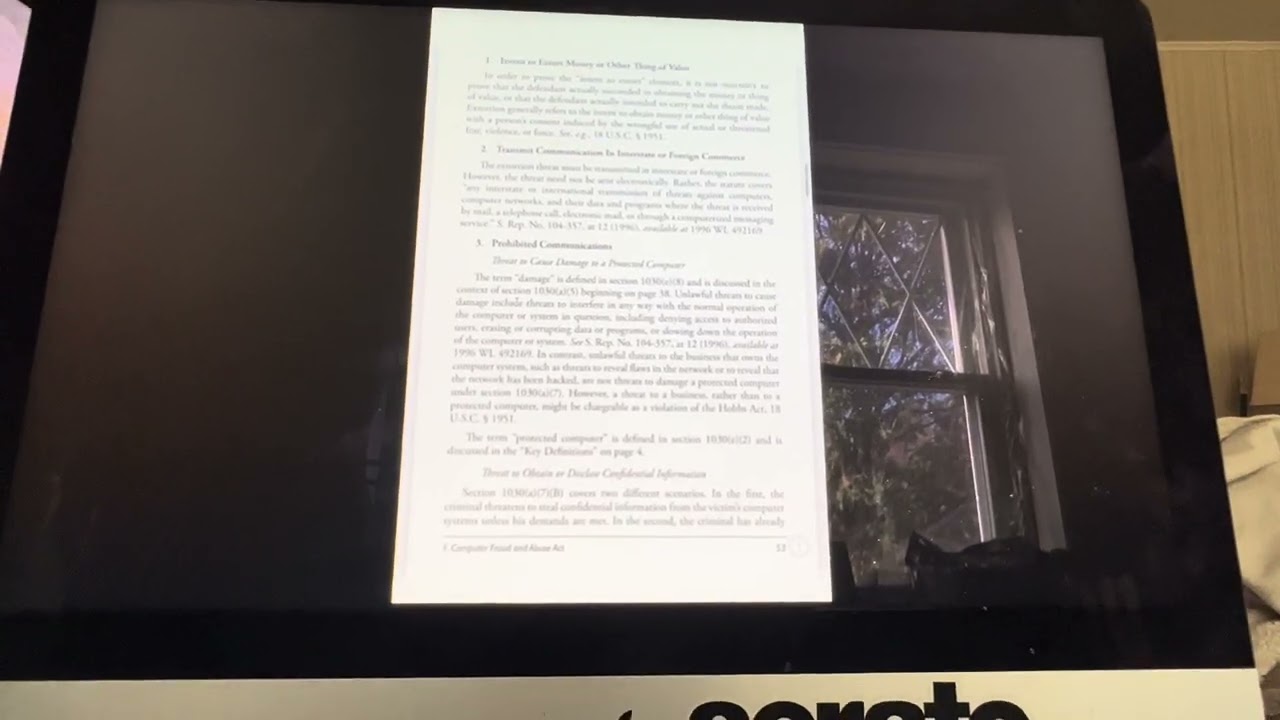 18 USC 1951 THREATS TO A BUSINESS 18 USC 1030 TRAFFICKING IN A PASSWORD 18 USC 2511 DAMAGE COMPUTER
