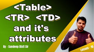 html table tag , html tr tag and html td tag | Table tag with example in html | Table attribute