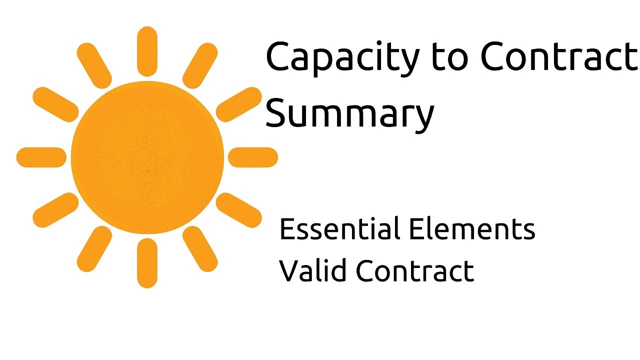 Summary On Capacity To Contract Other Essential Elements Of A Valid 