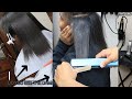 Silk Press on Natural Damaged Hair W/Hair Cut!