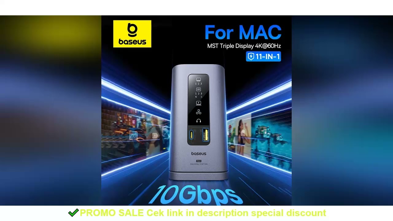 Baseus USB C HUB for Mac M3 M2 M1 System HDMI 4K@60Hz MST Triple Display for MacBook Air Pro Window