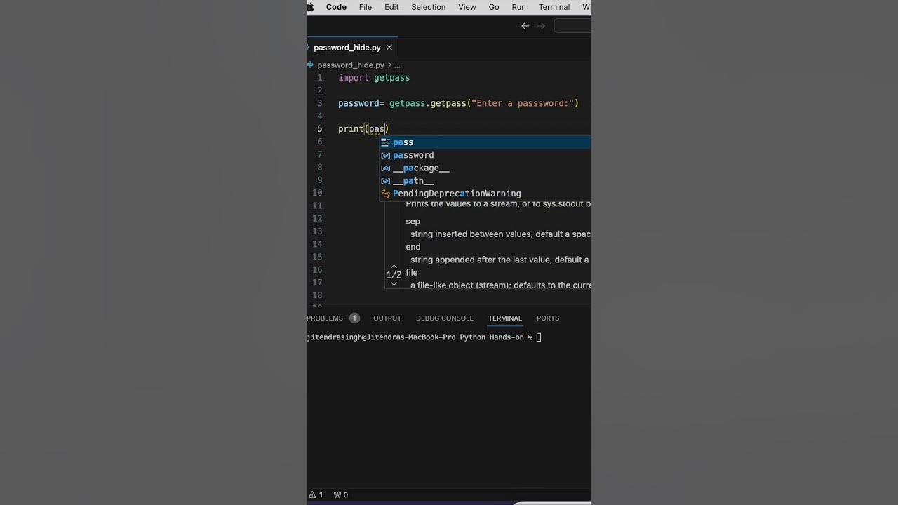 ️Hidden Input Password in Python Turn Text into Invisible Passwords🔥 # ...