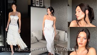 Bella Hadid inspired makeup, hair & outfit / Simple glam makeup