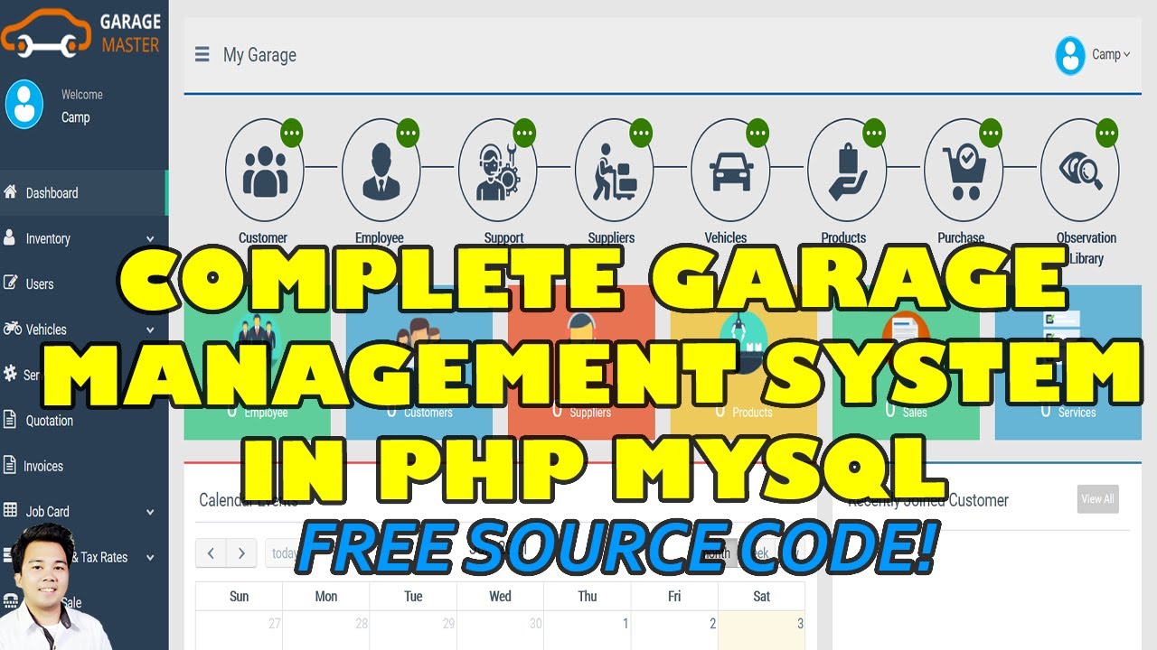 Php and mysql garage management system