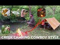 Solo Overnight Cowboy Camping Next to a Creek, Fishing, Lead Ball Casting and Fish Tacos